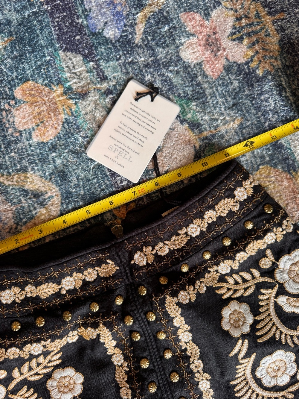NWT Spell Remi Mini Skirt in Midnight Embroidered Black Floral - Picture 12 of 12